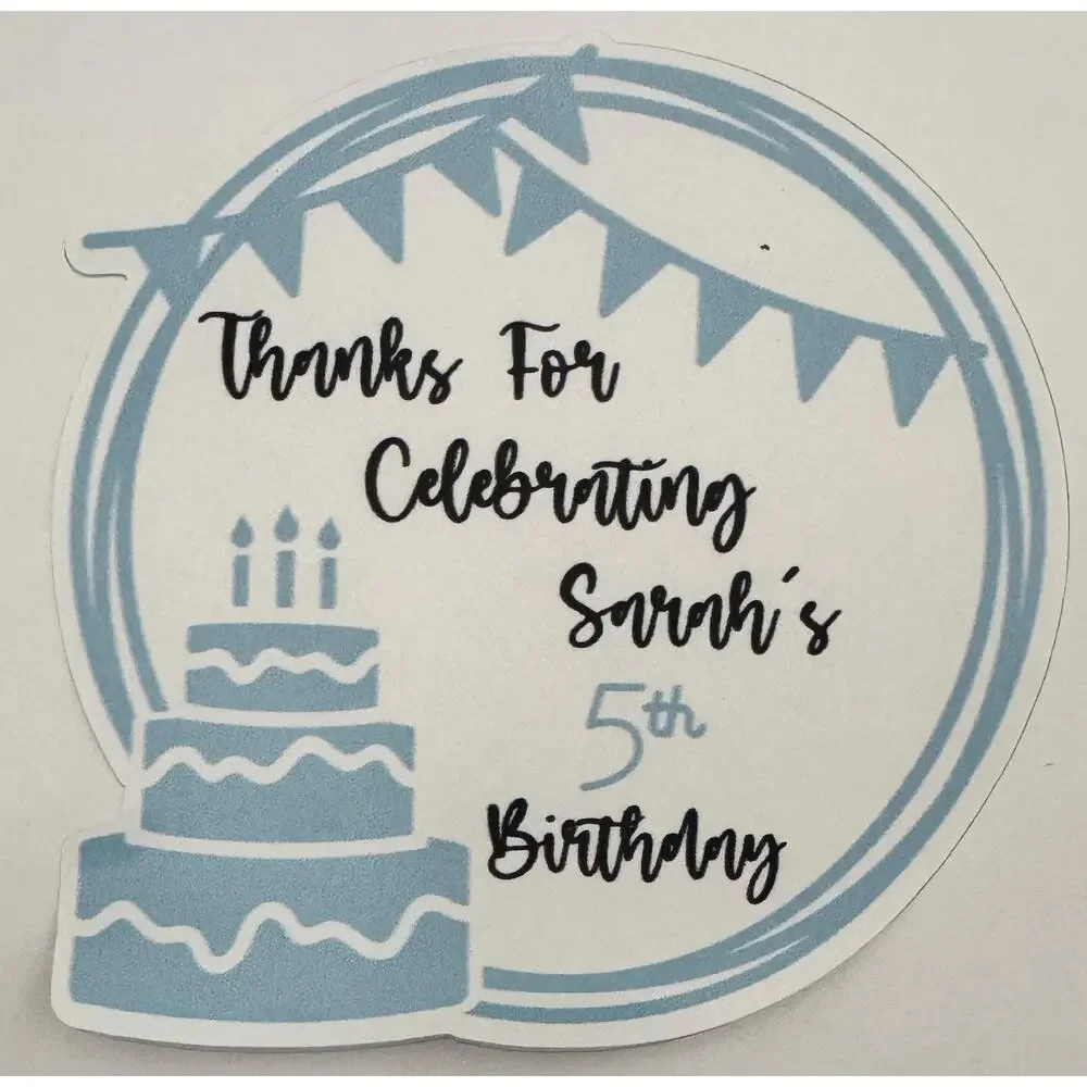 Custom Birthday Thank You Bags with Stickers: Personalized Favor Labels